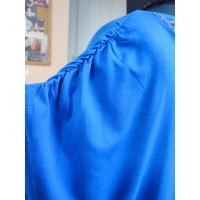 Bluzka z krótkim rękawkiem kimono z koronką na plecach - chabrowa